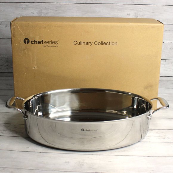 Tupperware T Chef Series Stainless Steel Open Oven Turkey Roaster Pan